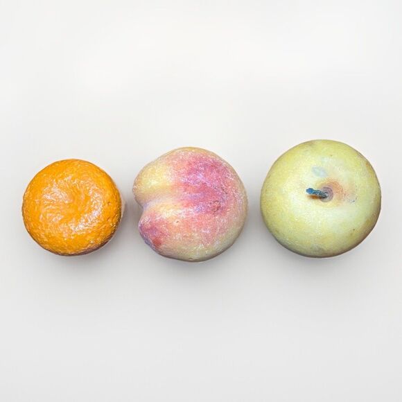 Vintage Italian Alabaster Stone Fruit Apple Tangerine Peach Trio Hand Carved - Picture 3 of 10